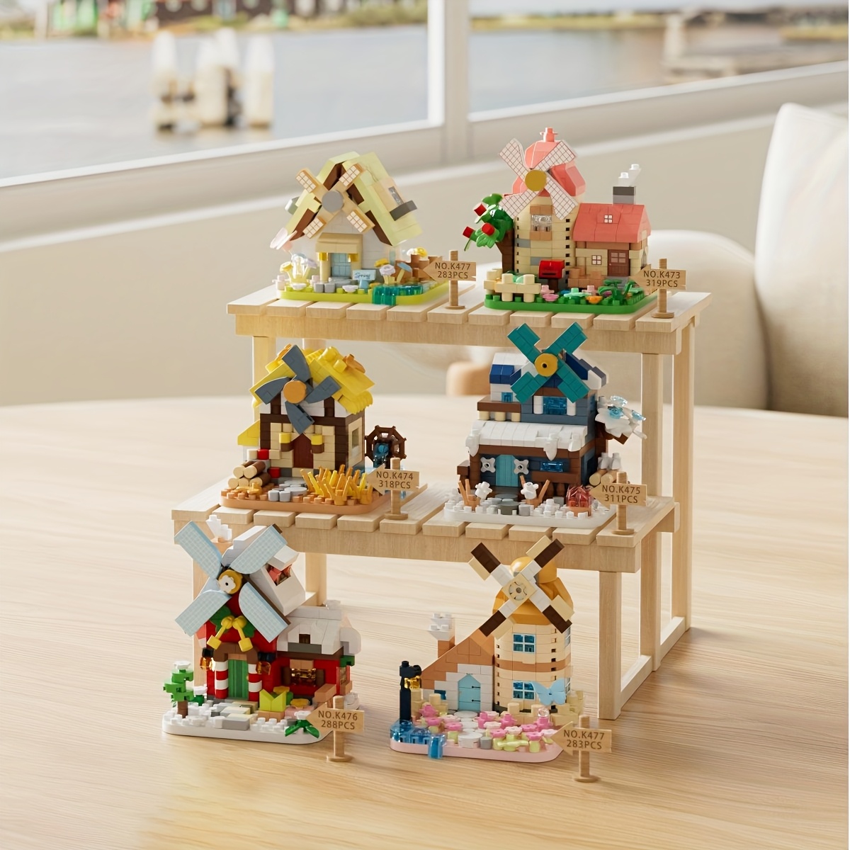 Windmill Cottage Building Block Toy Set, Holiday Gift